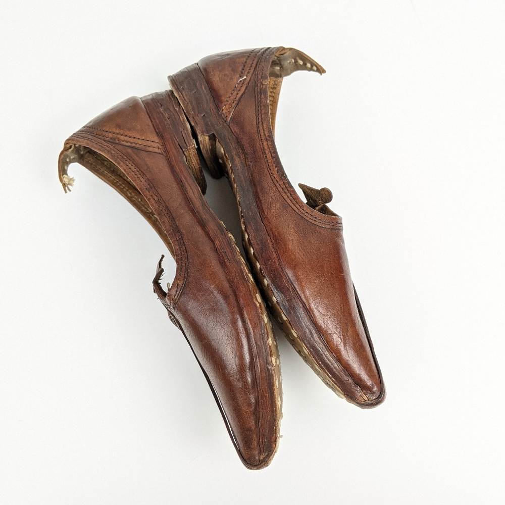 Vintage Brown Leather Authentic Handmade Shoes - Picture 6 of 10